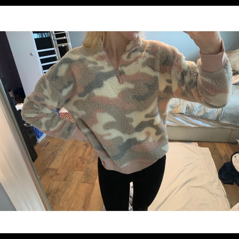 Grayson Threads Pink, Gray, and Cream sweater